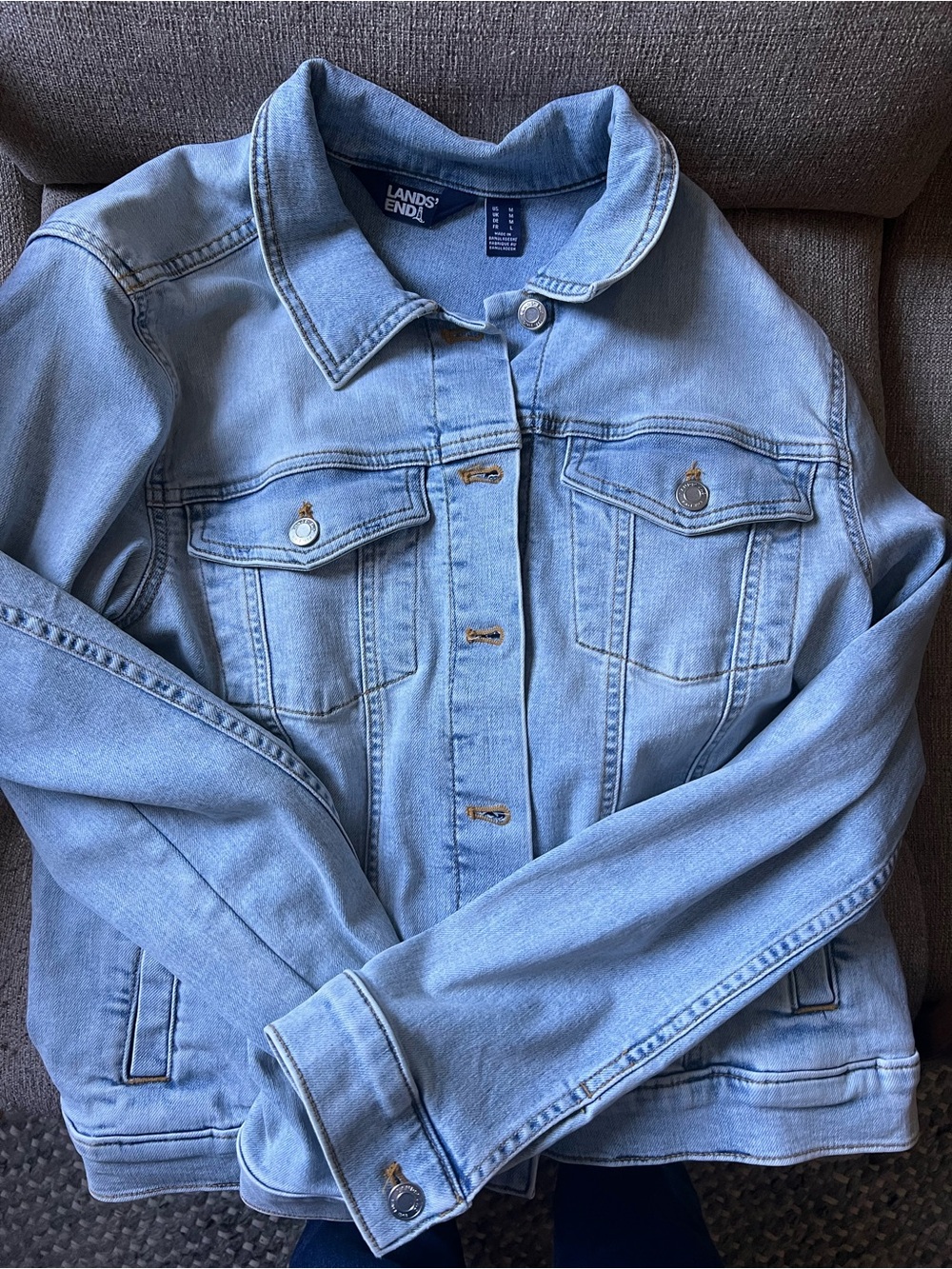 Lands' End Light Wash Denim Jacket - Light Blue Medium